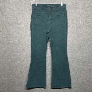 American Eagle Womens 10 Reg (30x30) Super High Rise Flare Green Corduroy Pants